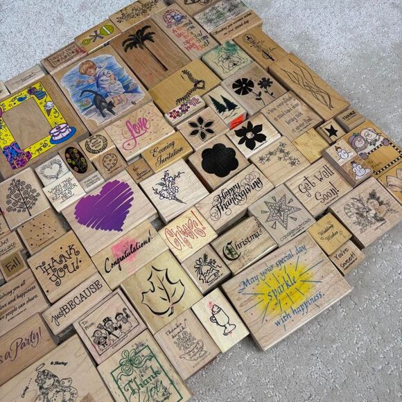 Vintage Rubber Stamp Collection 8lbs Lot 80s 90s 00s Holiday Flowers Animal Etc - Picture 4 of 5